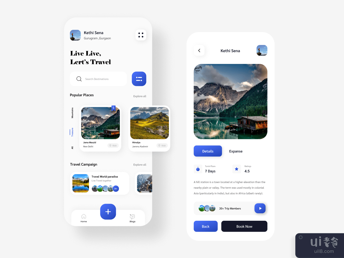 旅游应用界面(Travel App UI)插图1