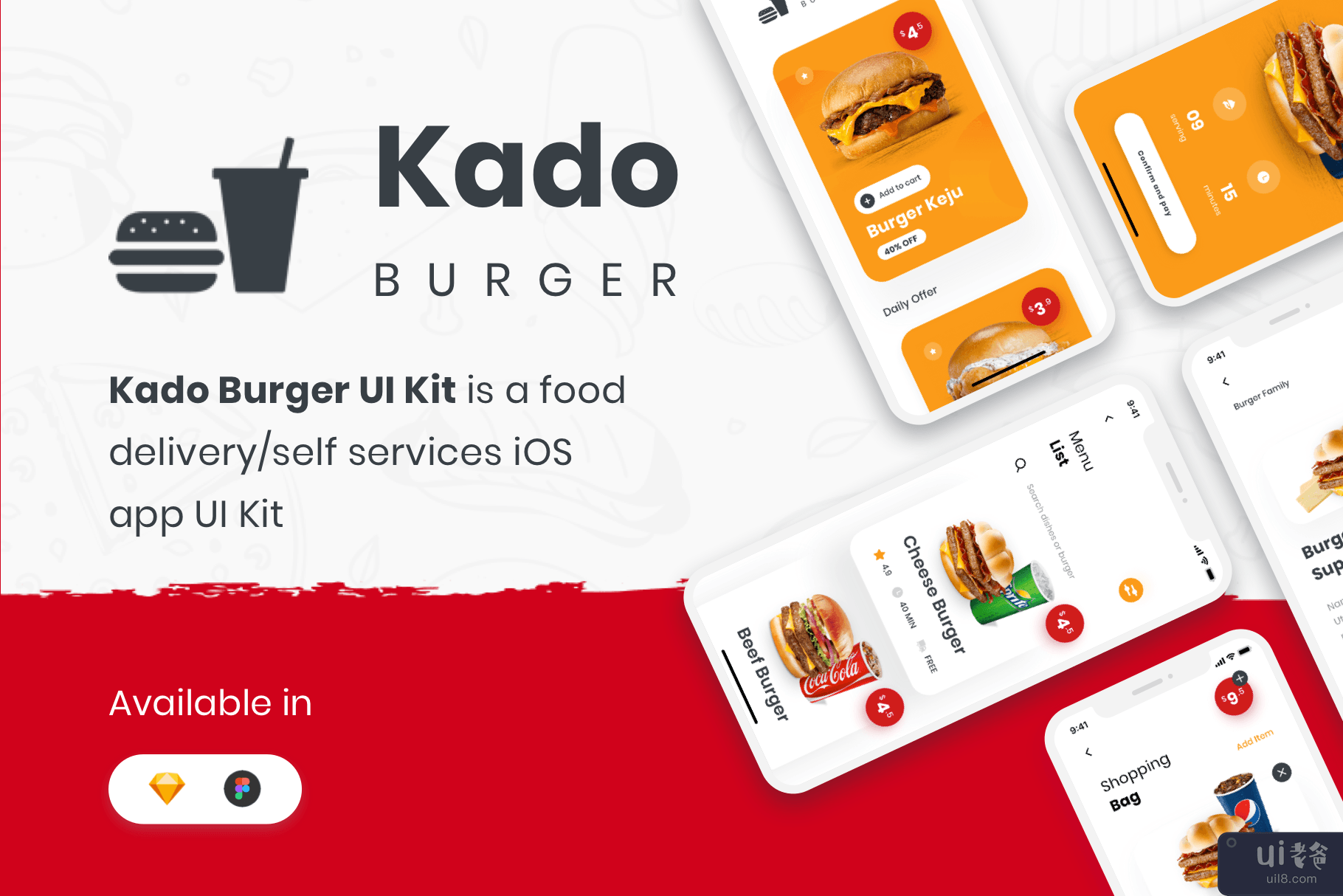 卡多汉堡 UI 套件(Kado Burger UI Kit)插图