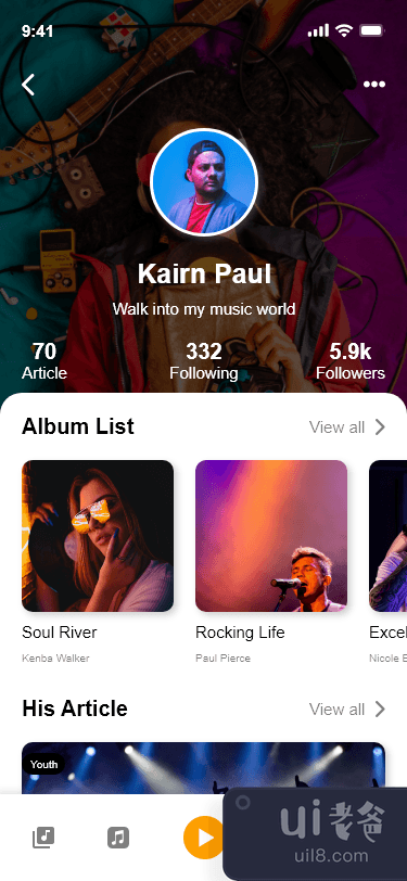 音乐应用界面(Music App UI)插图