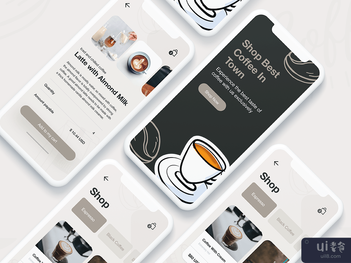 Coffee App 3 Screens Premium
