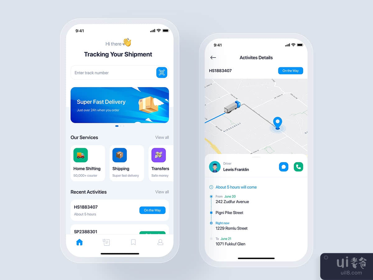 Parcel tracking mobile app concept