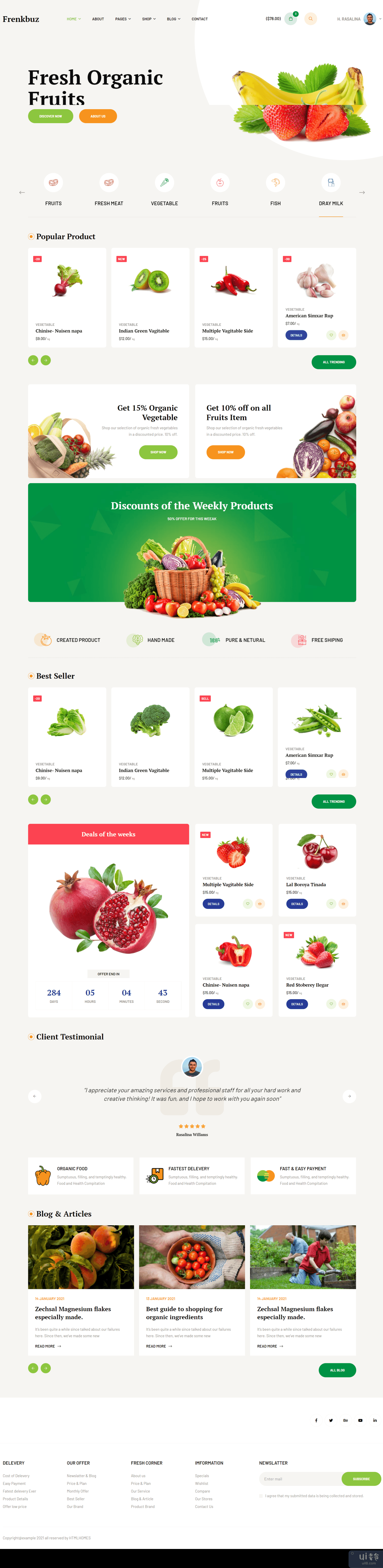 Frenkbuz - 新鲜有机水果网页模板(Frenkbuz - Fresh Organic Fruits Web template)插图2