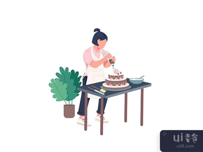 Housewife flat color vector faceless character