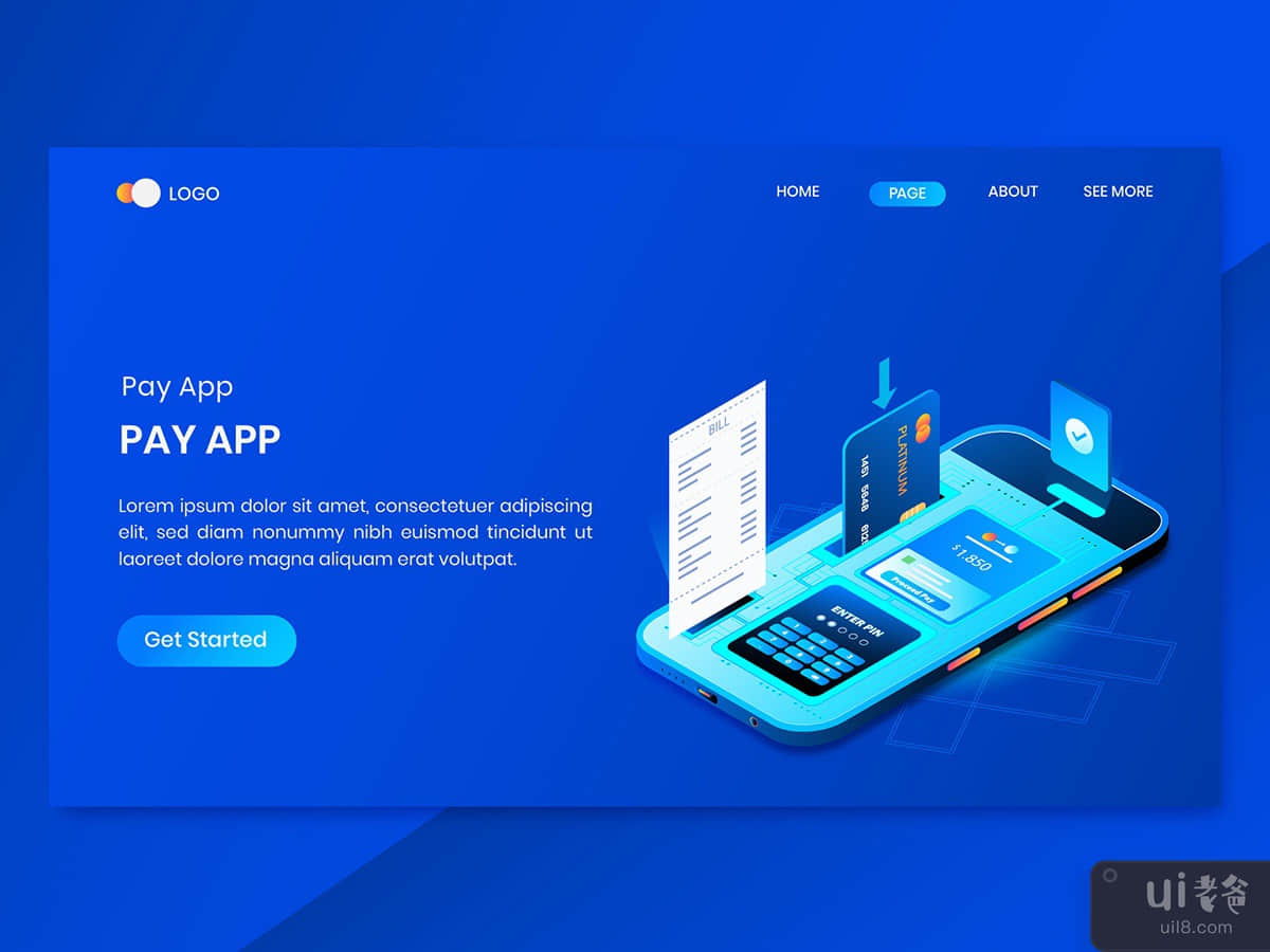 Mobile Banking Payment App Isometric Concept Landing Page