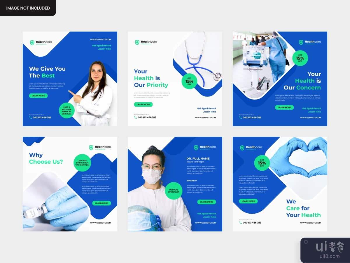 medical health clinic square banner for flyer and social media post template