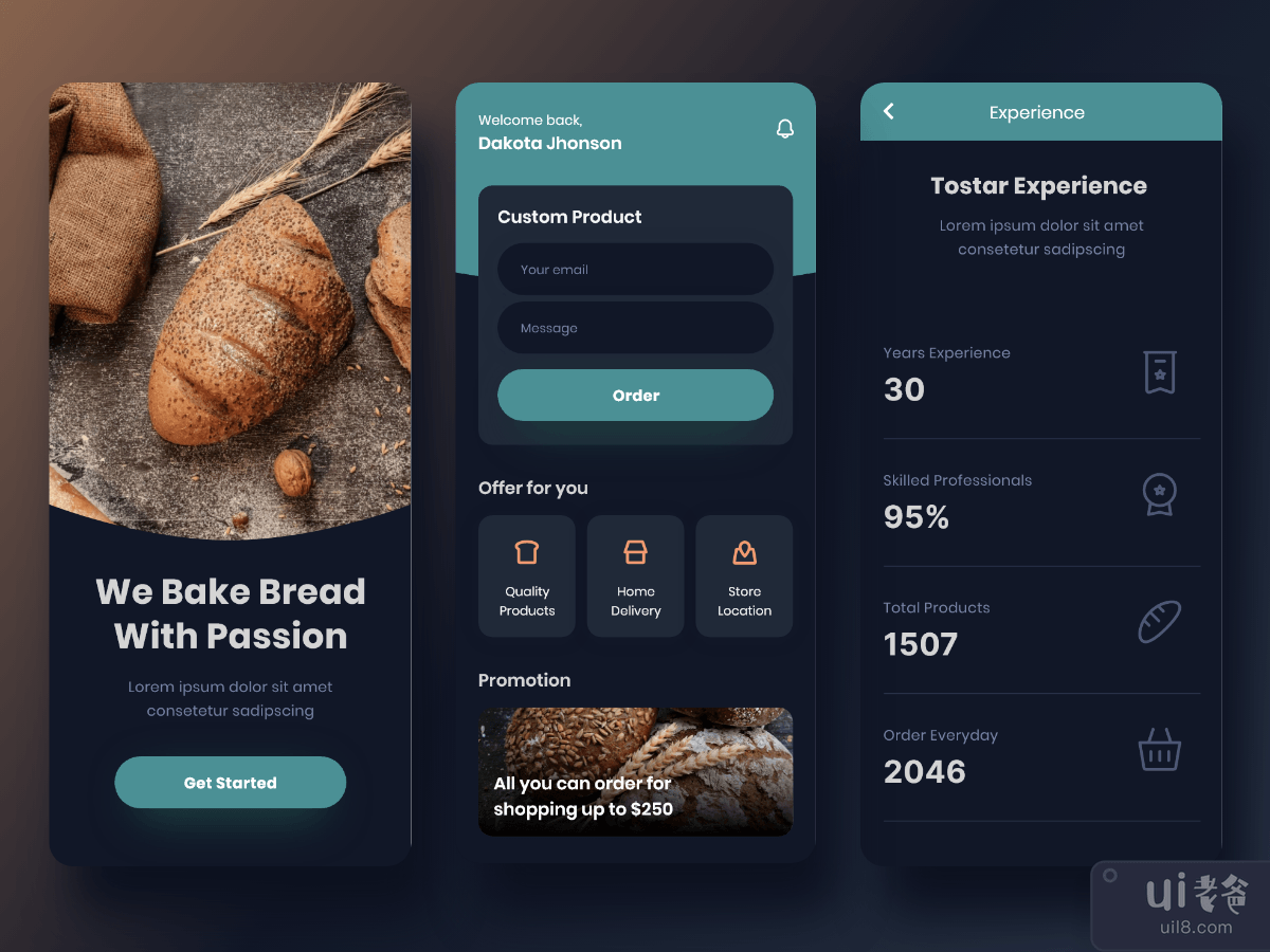 Tostar - Order Bread App Dark Mode