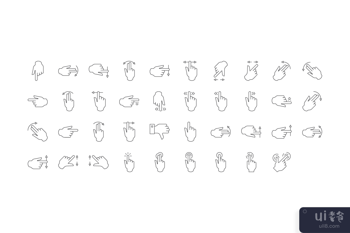 39个触摸手势图标(39 Touch Gesture Icons)插图