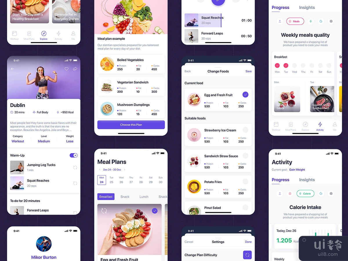 Fitbox - Workouts & Meal Planner UI Kit for Figma