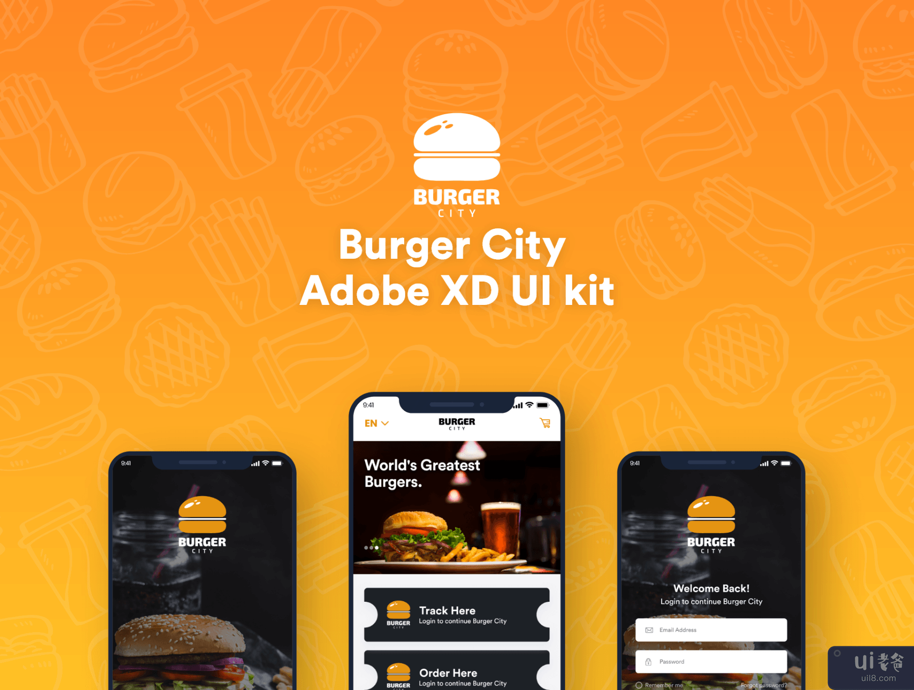 汉堡城 - 美味的 UI 套件(Burger City - delicious UI kit)插图2