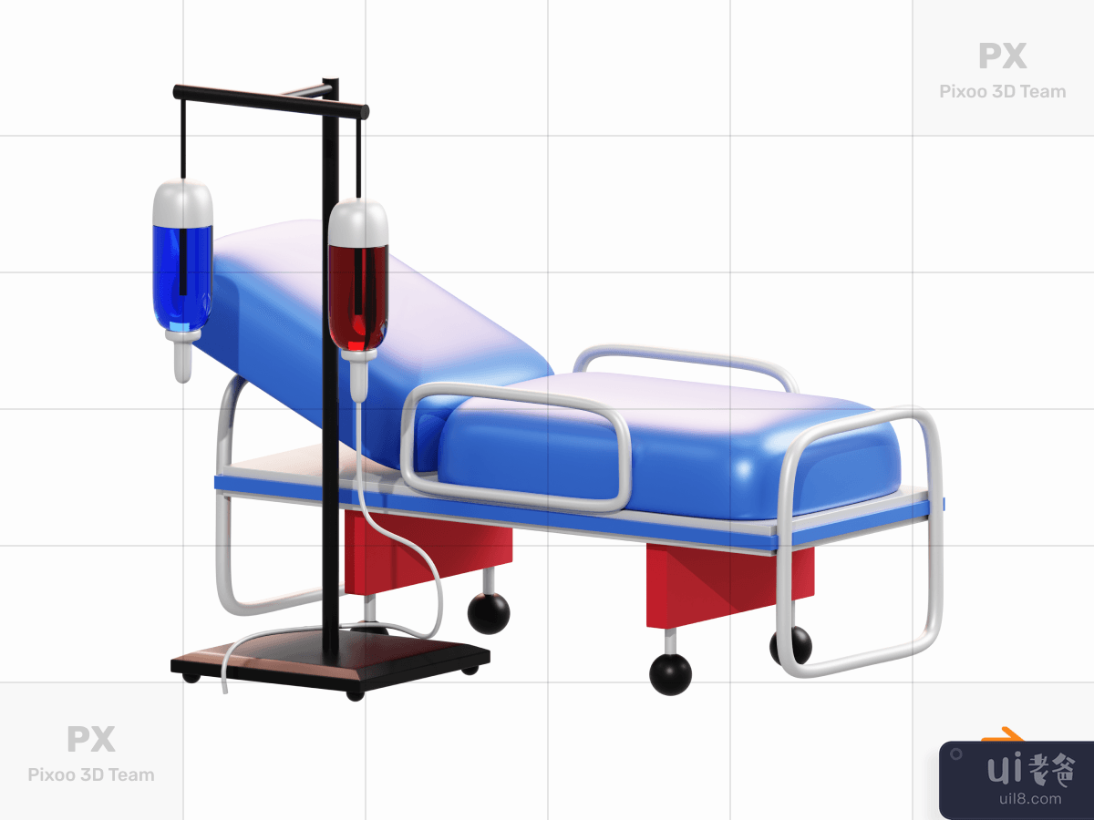 3D Medical Icons Pack - Hospital Bed