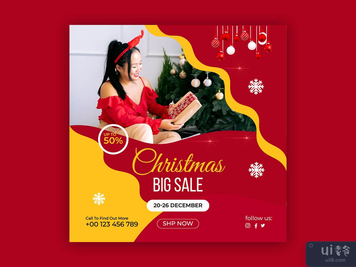 Christmas january sale social medai post and banner template