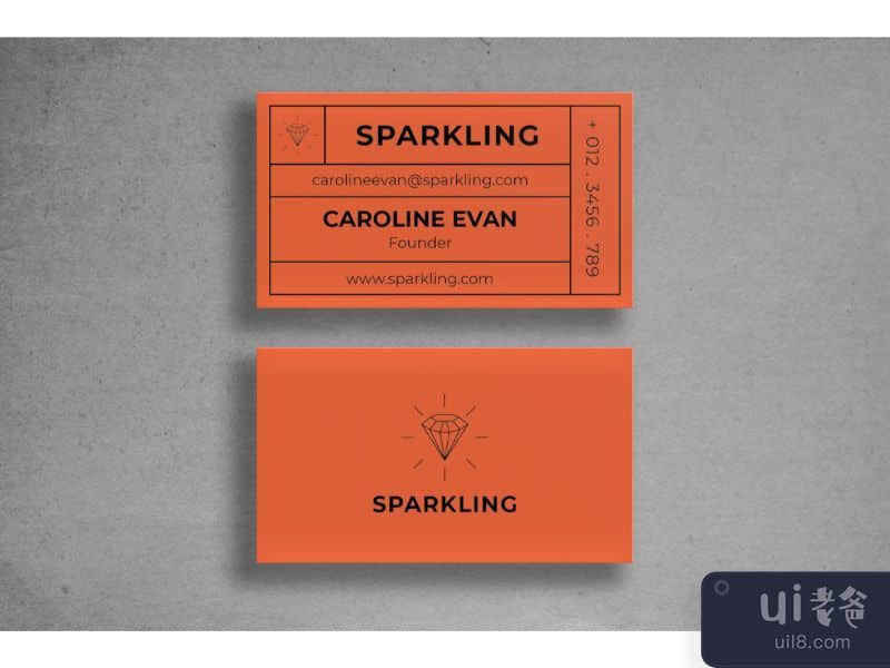 Business Card Orange Name Tag