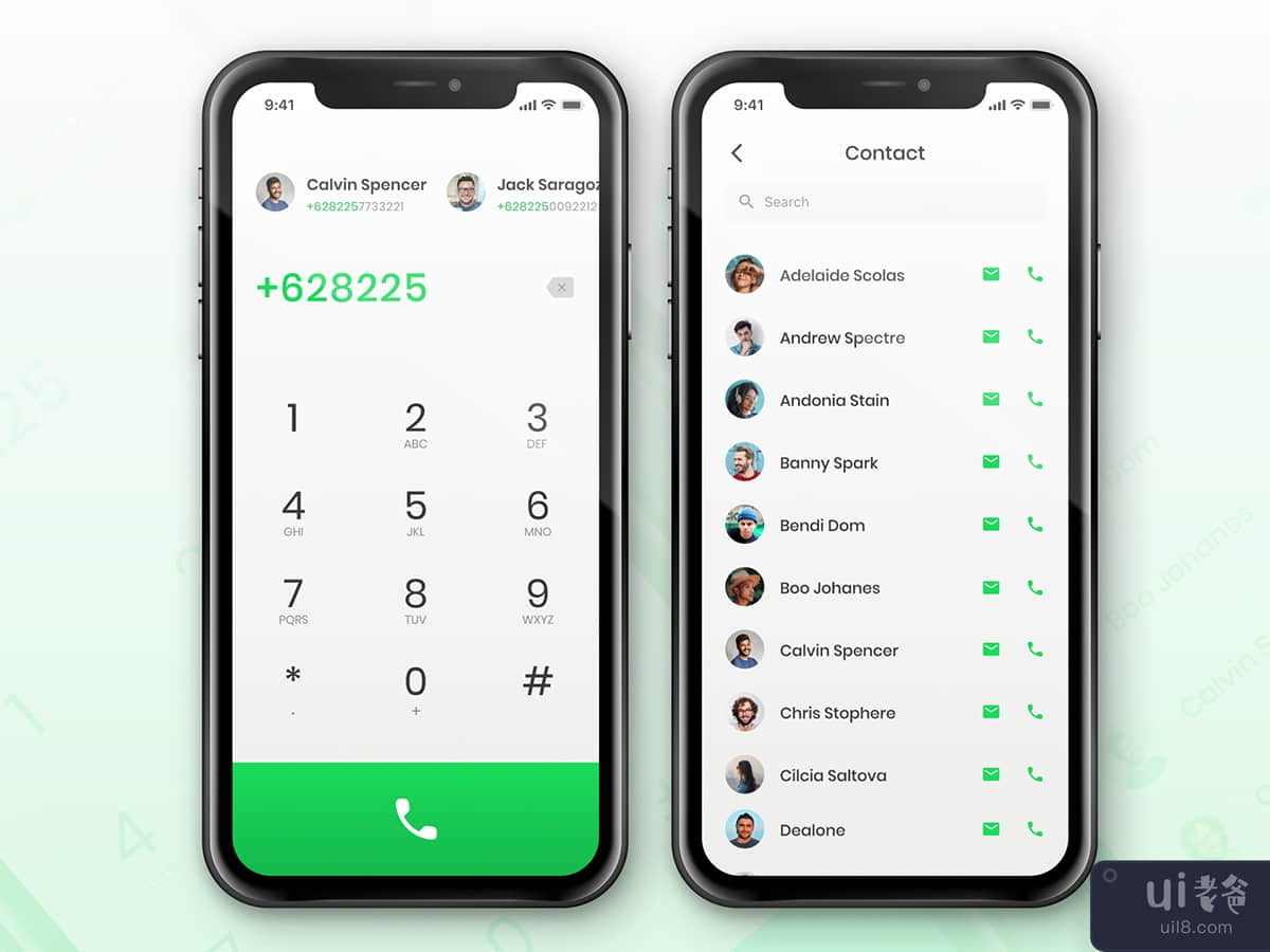 Phone Contact and Dial Screen App Concept