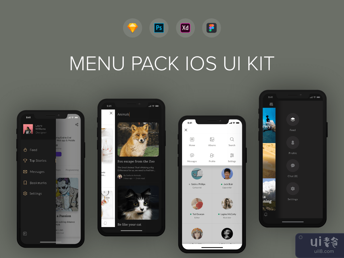 菜单包 iOS UI 工具包(Menu Pack iOS UI Kit)插图