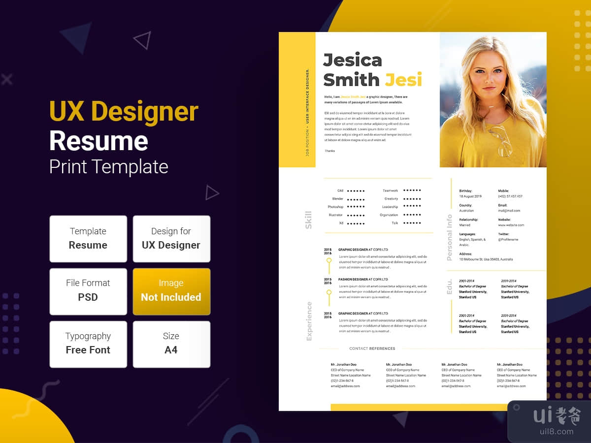 Yellow Minimal and Clean Resume Template