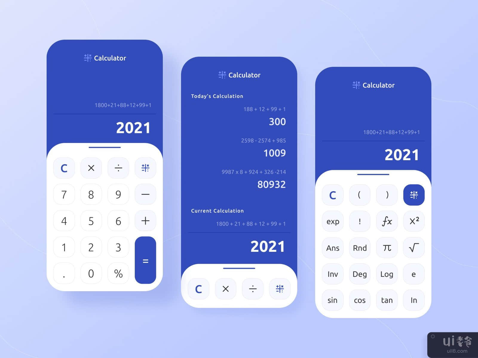 计算器应用程序移动模板(Calculator App Mobile Template)插图