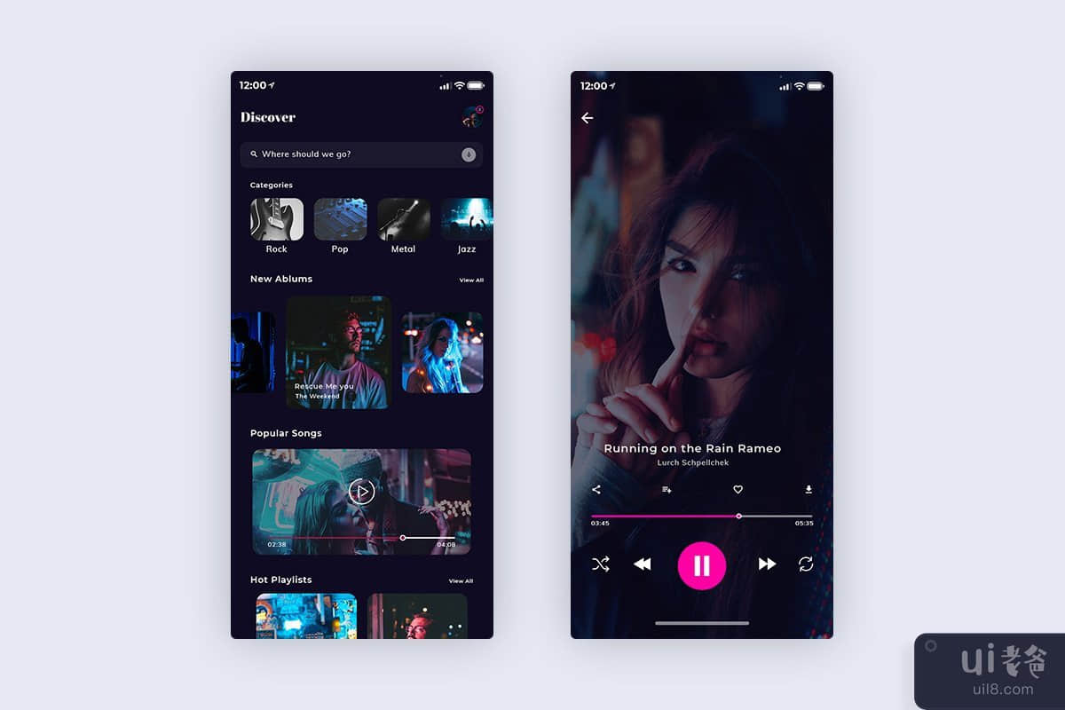 Xonique-Music Mobile App UI Kit Dark Version (XD)(Xonique-Music Mobile App UI Kit Dark Version (XD))插图2