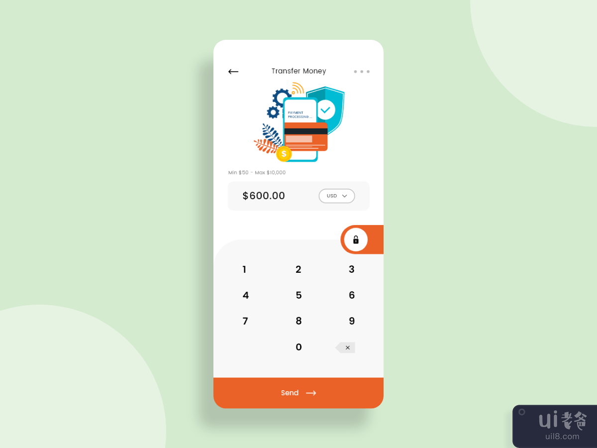 Transfer money concept for Mobile app