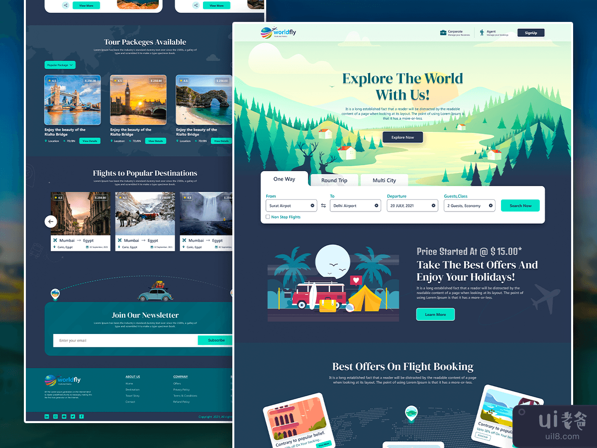 旅行社登陆页面设计(Travel Agency Landing Page Design)插图