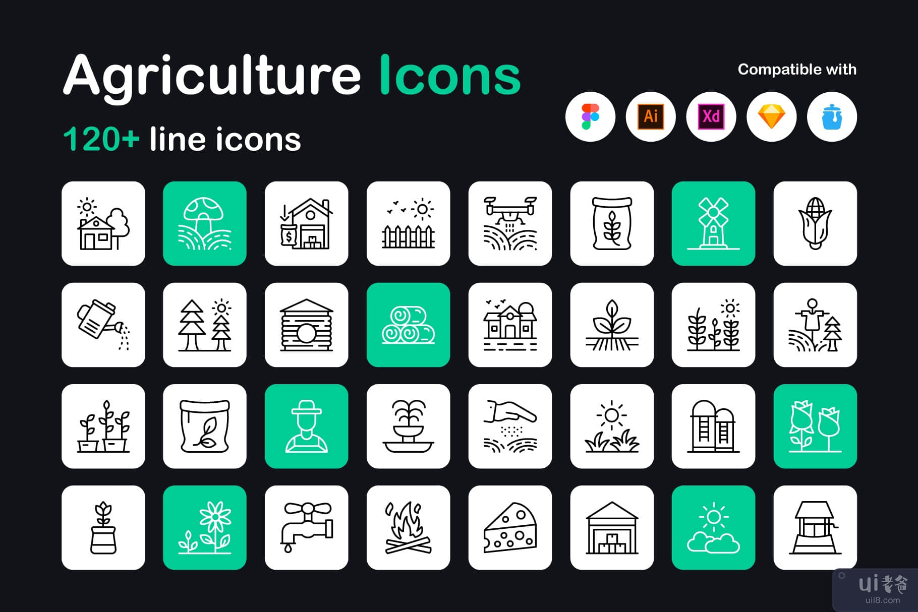129 农业线性图标(129 Agriculture Linear Icons)插图6