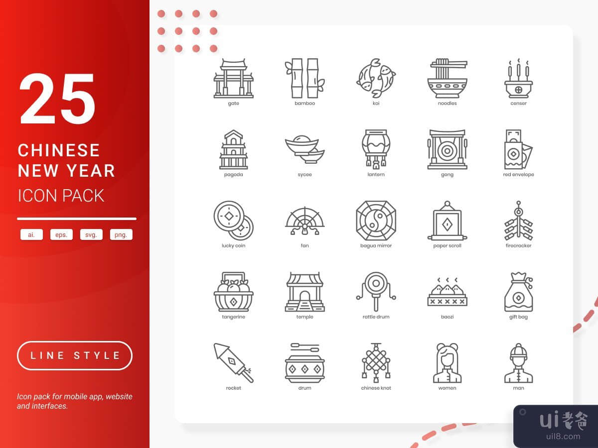 中国新年图标包(Chinese New Year Icon Pack)插图