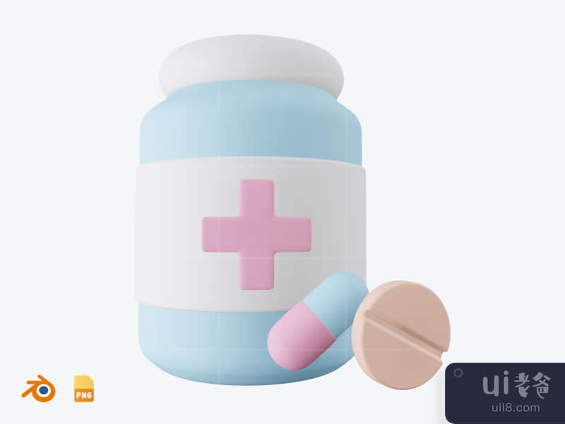 Medical Bottle - 3D Medical Health icon pack (front)