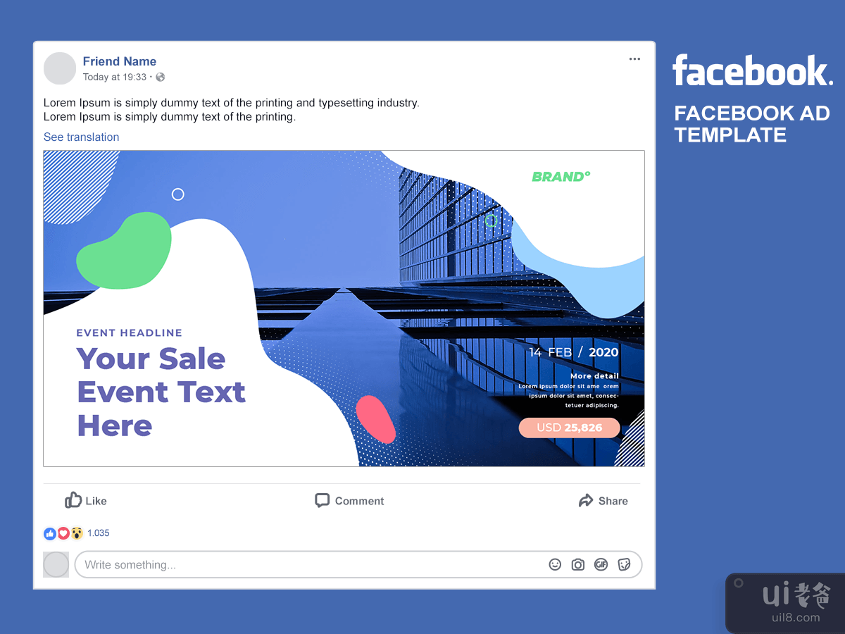 Facebook / 社交媒体广告模板 - 2(Facebook / Social Media Ads Template - 2)插图