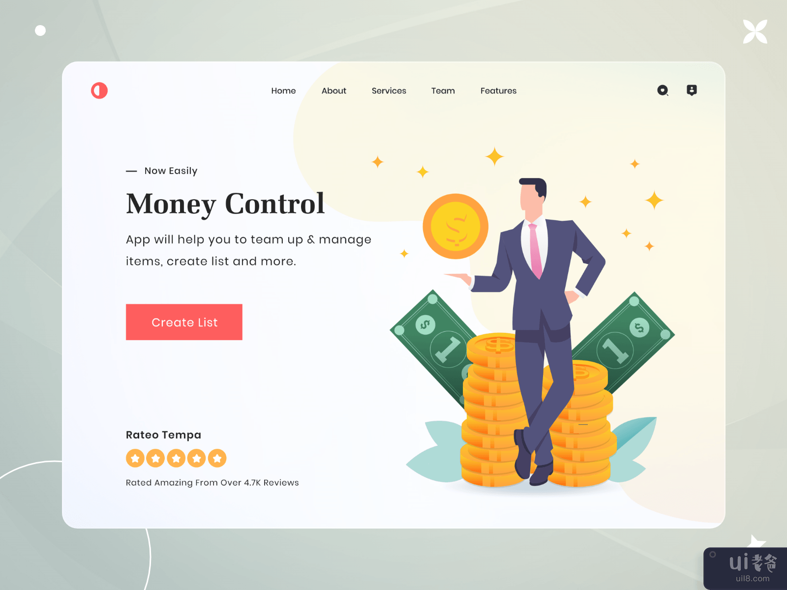 资金控制网站登陆页面(Money Control Website Landing Page)插图