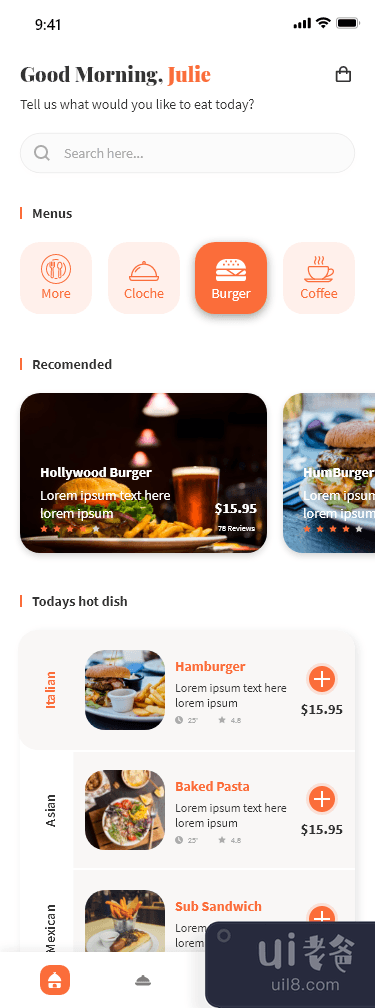 送餐应用程序 UI 套件(Food Delivery App UI Kits)插图