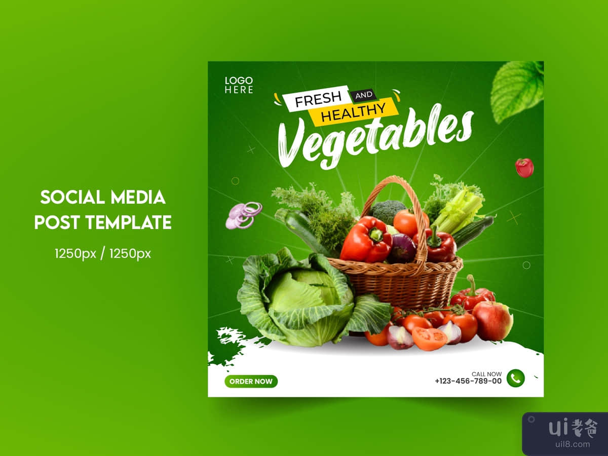 Social Media Post Template, vegetable promotional banner.