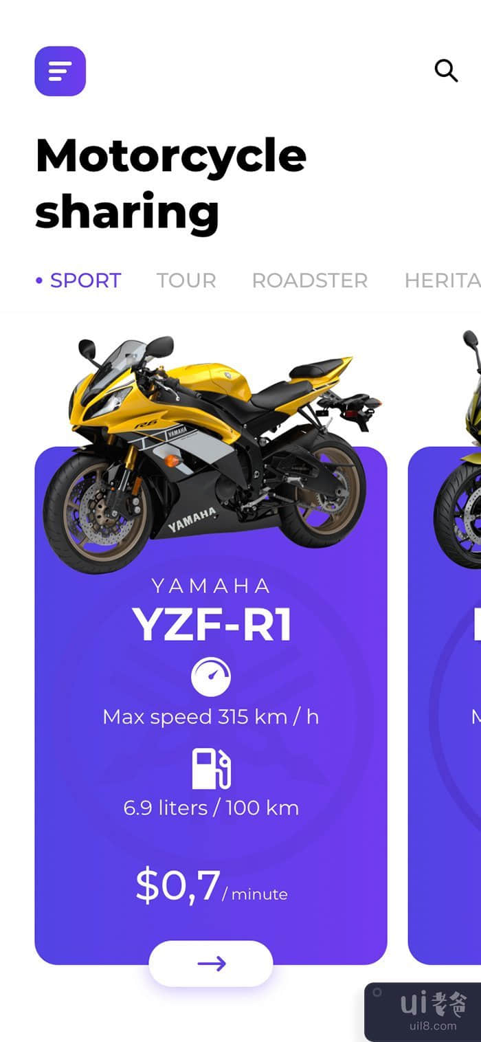 摩托车共享移动应用程序 UI 套件(Motorcyrcle sharing mobile app UI kits)插图6
