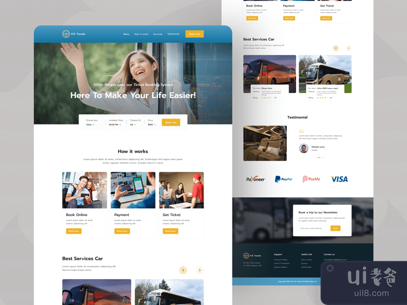 Bus Ticket Booking Landing Page UI Design