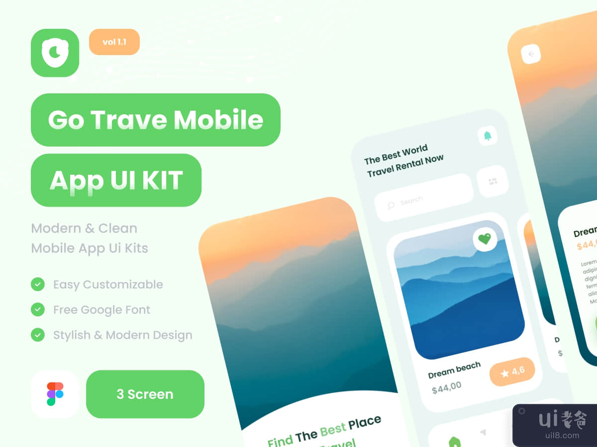 Go Traveler  Mobile App Ui kits Template App