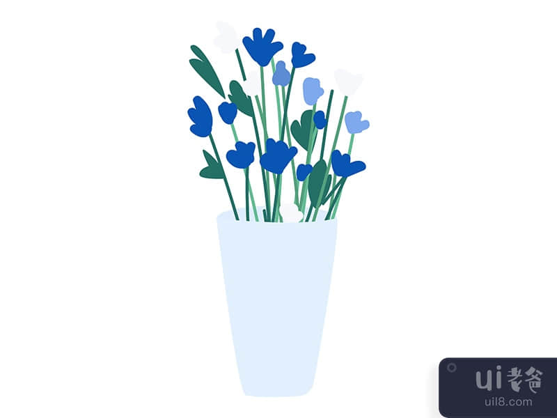 Bunch of flowers in vase semi flat color vector object
