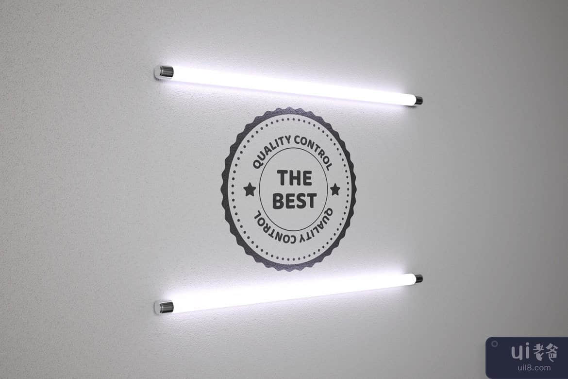 荧光灯下的标志-样机(Logo in the light of fluorescent lamps - mockup)插图