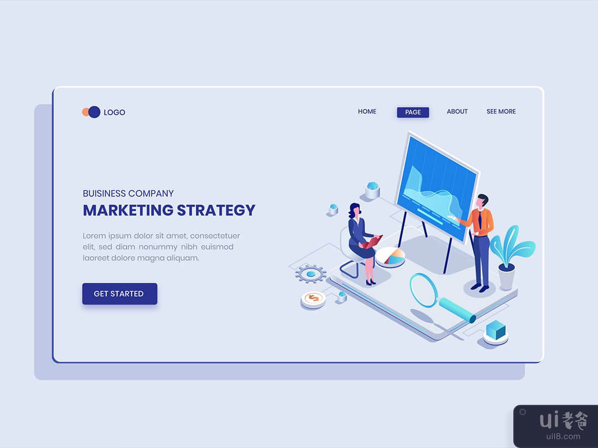 Marketing Strategy Isometric Concept Langding Page