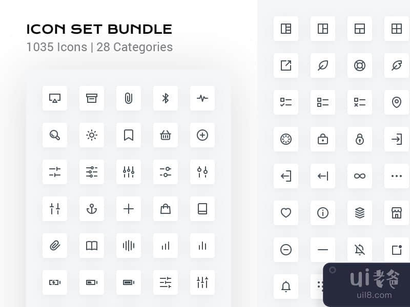 General Basic Material Icon Set Vector Isolated