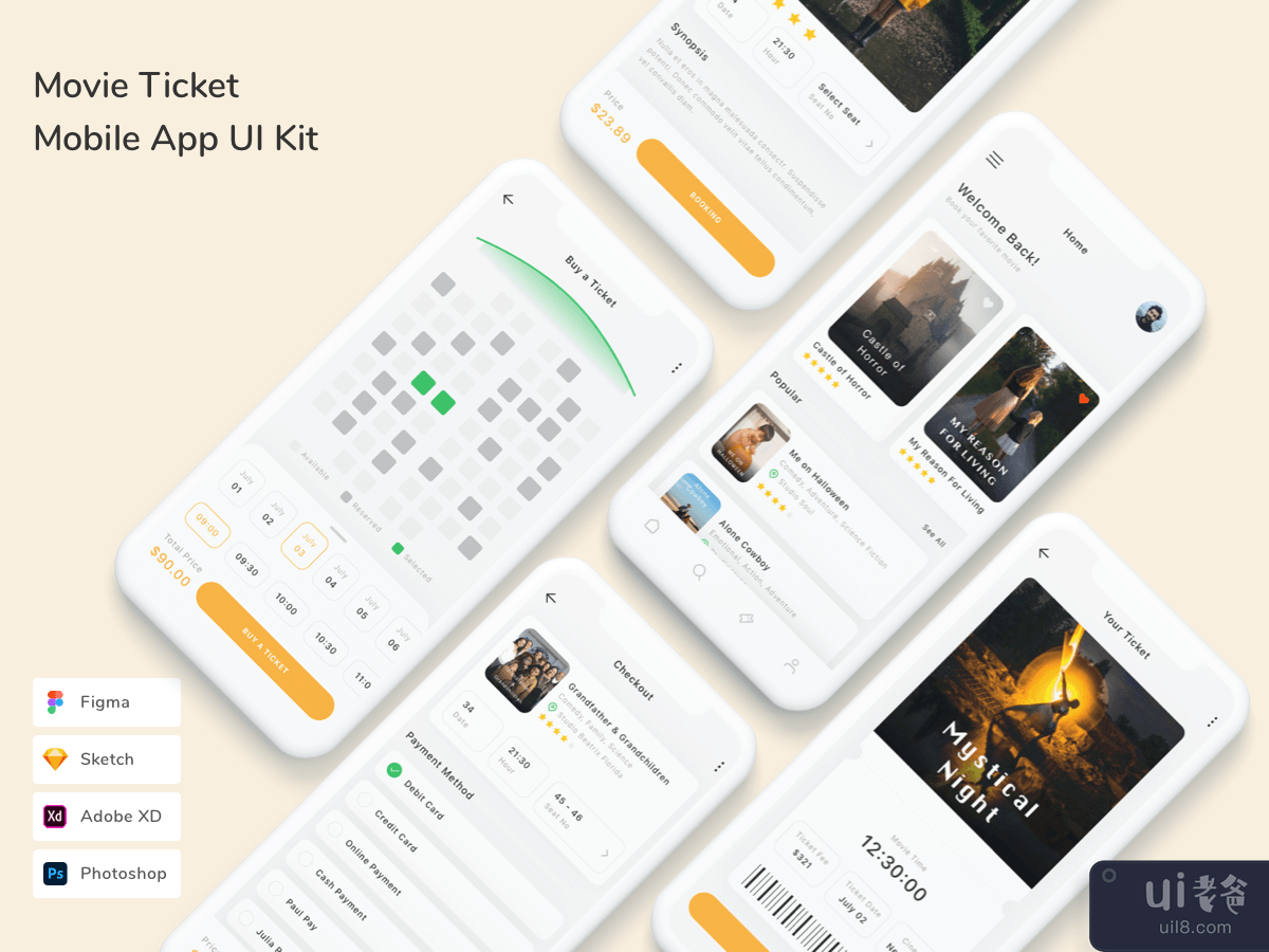 Movie Ticket Mobile App UI Kit