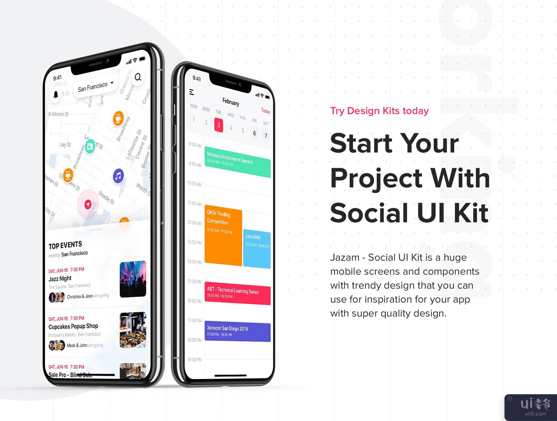 Jazam - 用于 FIGMA 的社交移动应用程序 UI 套件(Jazam - Social mobile app UI Kit for FIGMA)插图5