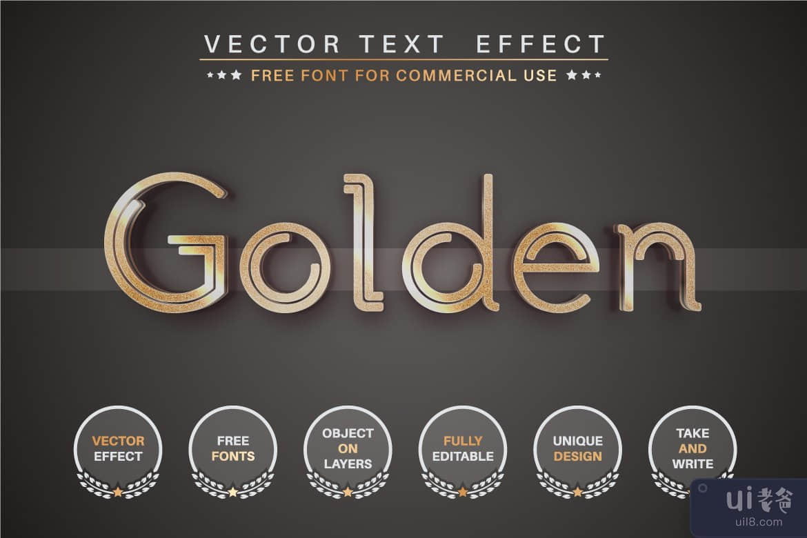金色故事 - 可编辑的文本效果、字体样式(Golden story - editable text effect, font style)插图2