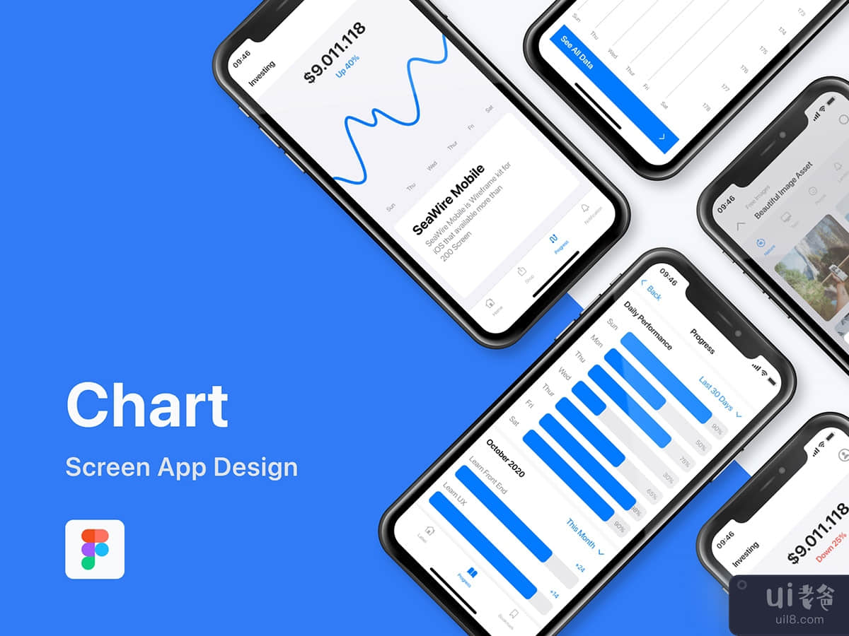 Chart and Diagram Mobile App Screen Template