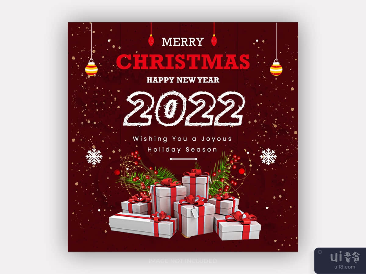 Christmas new year social media post and banner template