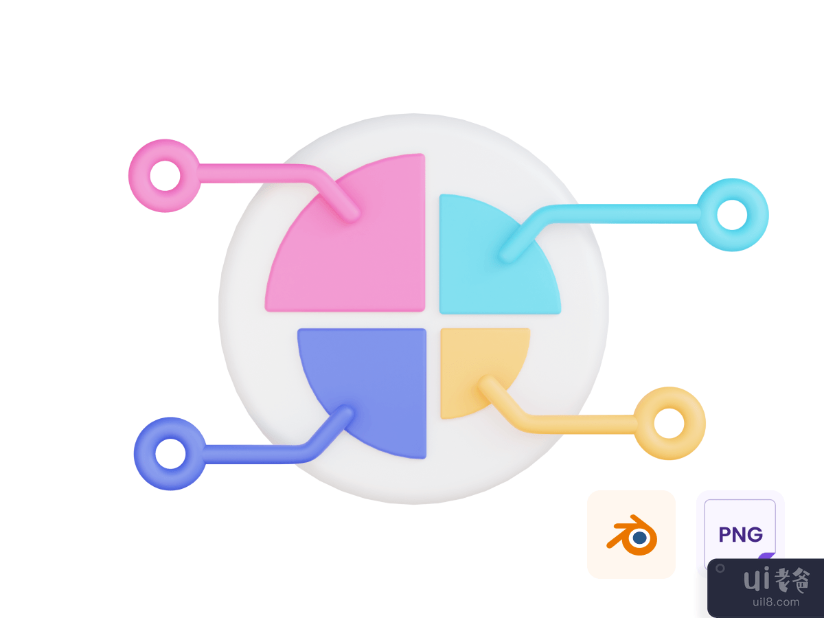 Pie Chart Network 3D Icon