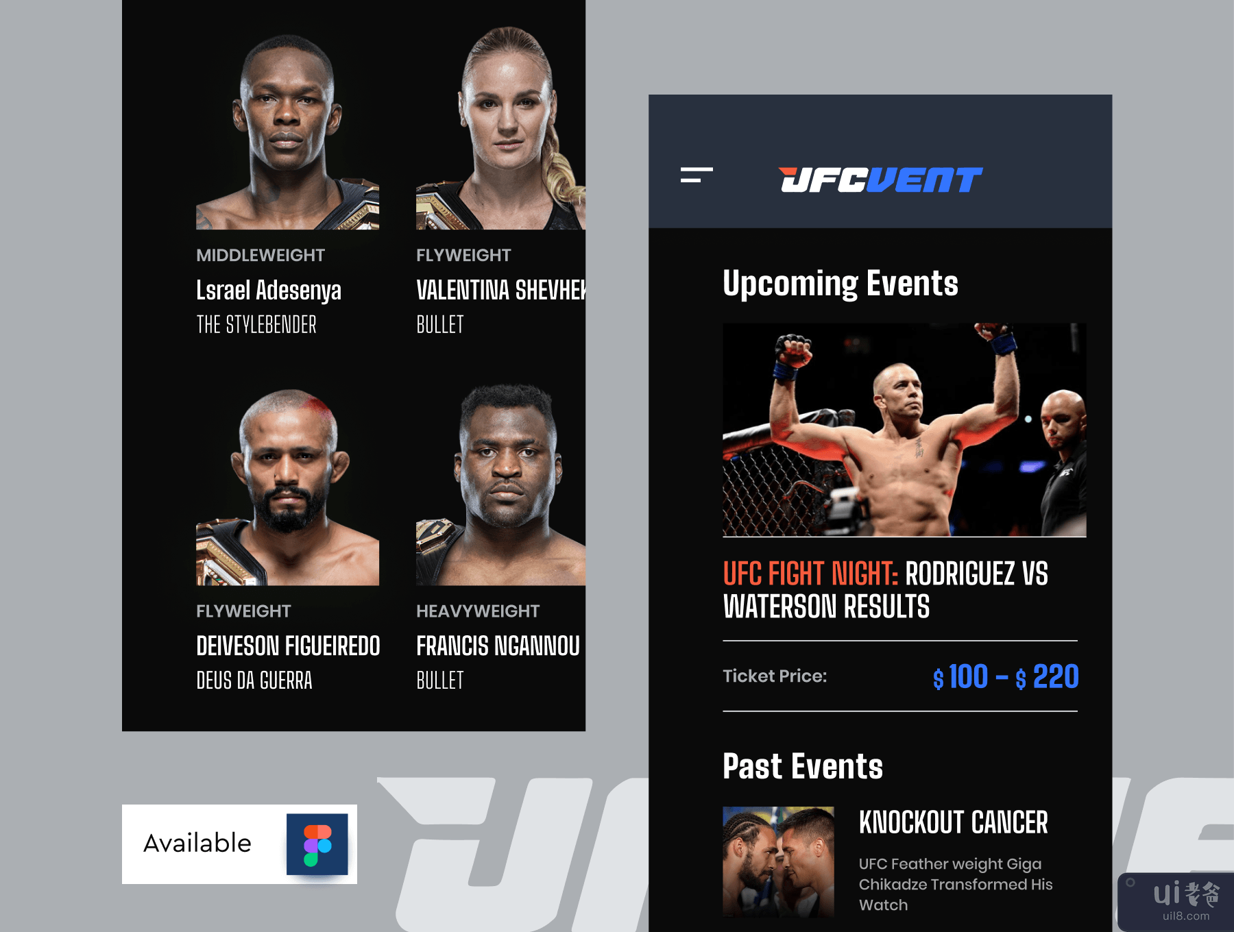 UFC VENT - MMA 赛事预订 40+ 屏幕(UFC VENT - MMA Event Booking 40+ Screens)插图4