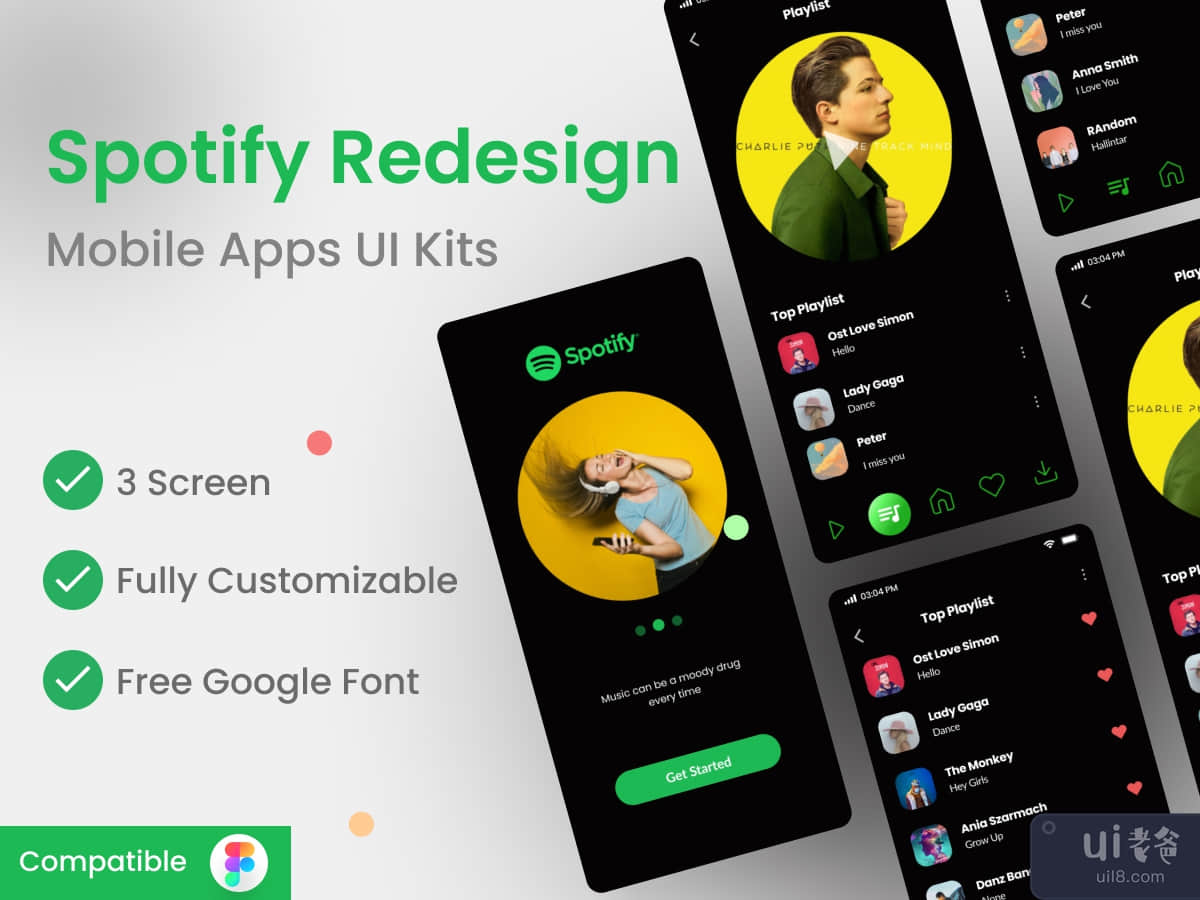 Spotify Redesign Challenge App UI Kits