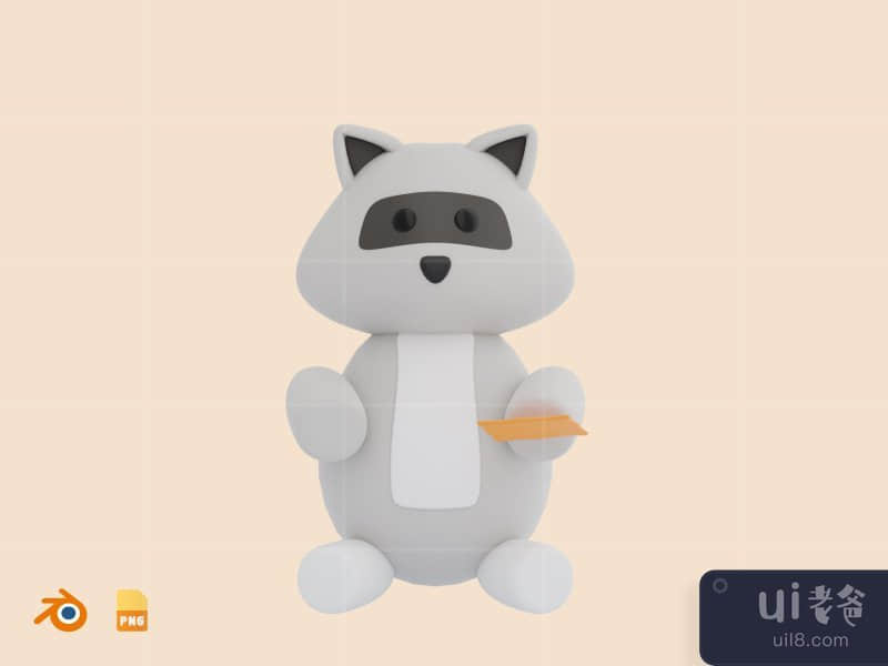 Racoon - Cute 3D Animal (front)
