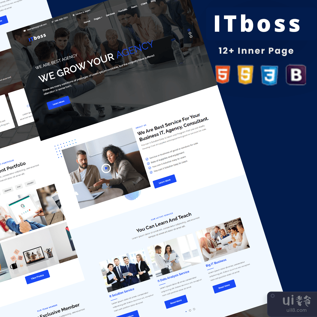 ITboss - IT 和业务咨询现代网站模板(ITboss - IT and Business Consulting Modern Website Template)插图