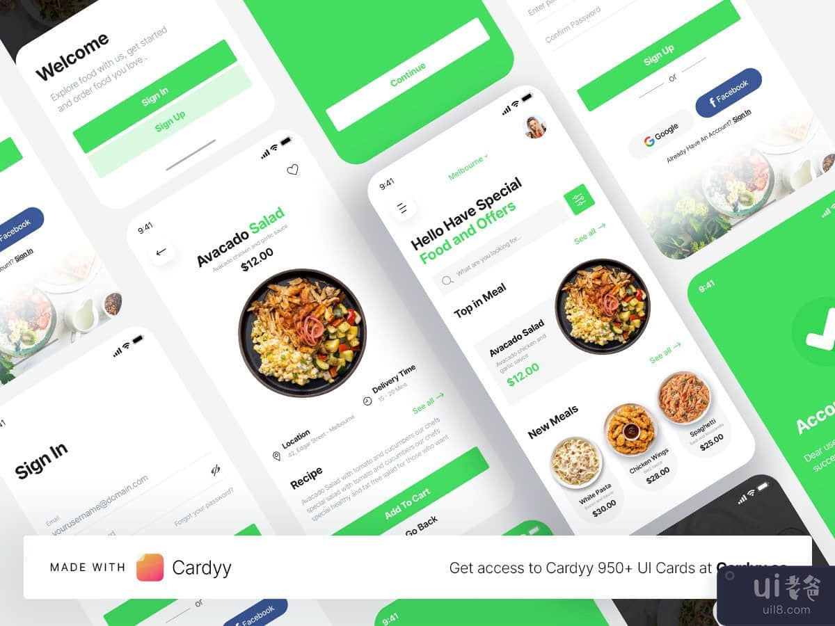 食品订购应用程序 UI 套件(Food Ordering App UI Kit)插图