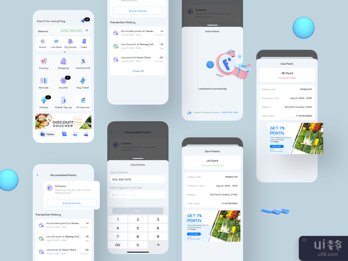Accumulated Points  - Digital Wallet Mobile Ui kits	