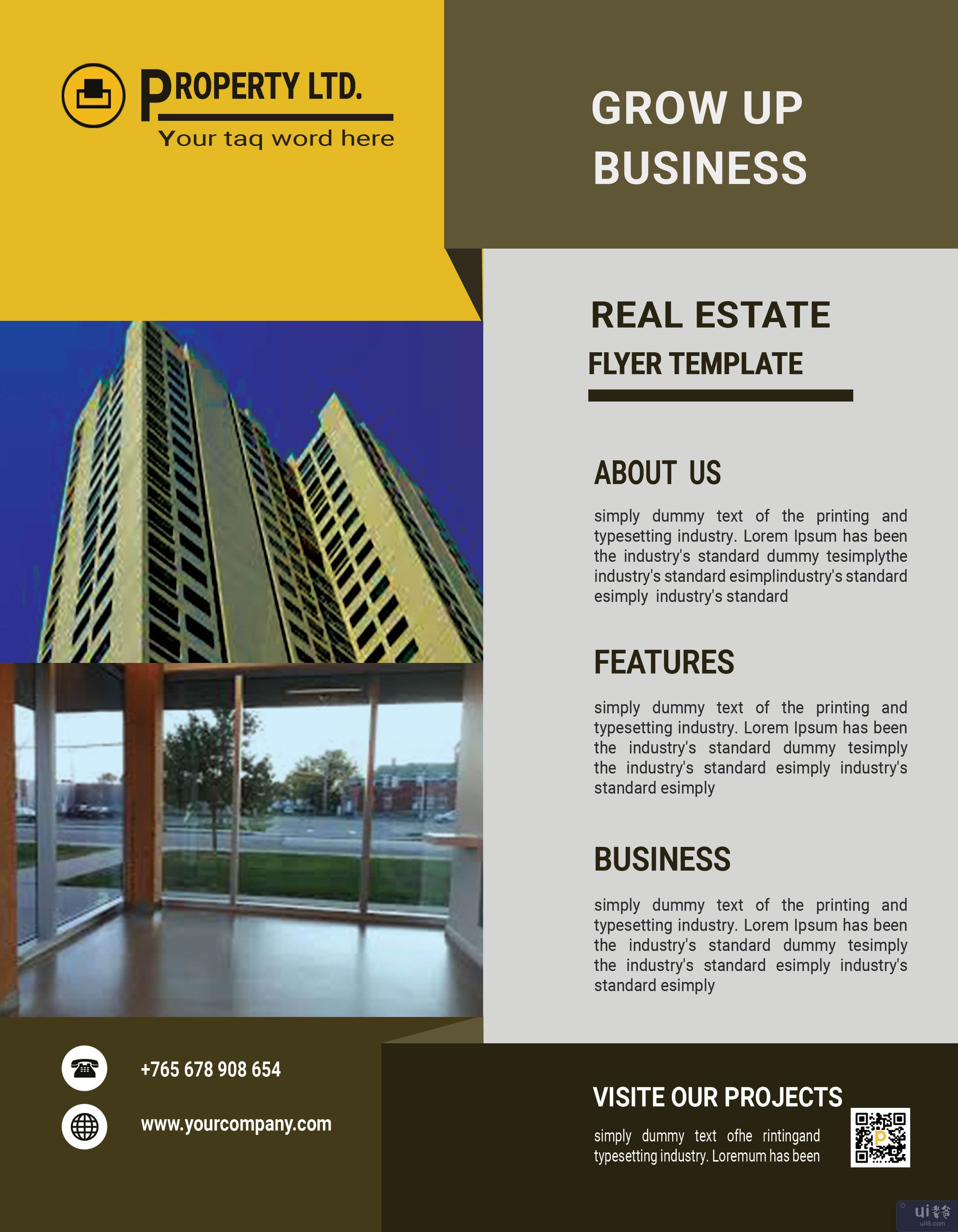 优雅的企业房地产传单模板(Elegant Corporate Real Estate Flyer Template)插图
